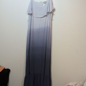 DAVI & DANI Gray and White Cowl Neck Sundress